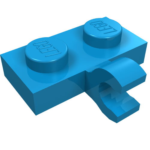 LEGO 11476 Plate, Modified 1 x 2 with Clip on Side (Horizontal Grip) in Dark Azure - Authentic LEGO Part