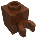 LEGO 60475b Brick, Modified 1 x 1 with Open O Clip (Vertical Grip) - Hollow Stud in Reddish Brown - Authentic LEGO Part