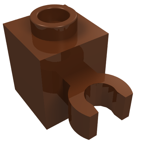 LEGO 60475b Brick, Modified 1 x 1 with Open O Clip (Vertical Grip) - Hollow Stud in Reddish Brown - Authentic LEGO Part
