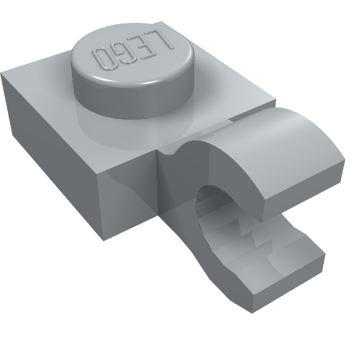 LEGO 61252 Plate, Modified 1 x 1 with Open O Clip (Horizontal Grip) in Light Bluish Gray - Authentic LEGO Part