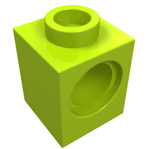 LEGO 6541 Technic, Brick 1 x 1 with Hole in Lime - Authentic LEGO Part