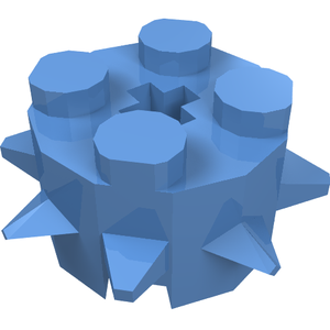 LEGO 27266 Brick, Round 2 x 2 with Spikes and Axle Hole in Medium Blue - Authentic LEGO Part