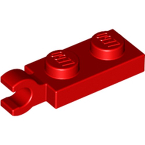 LEGO 63868 Plate, Modified 1 x 2 with Clip on End (Horizontal Grip) in Red - Authentic LEGO Part