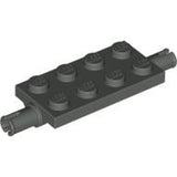 LEGO 30157 Plate, Modified 2 x 4 with Pins and Thin Angled Supports in Dark Gray - Authentic LEGO Part