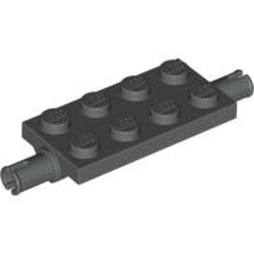 LEGO 30157 Plate, Modified 2 x 4 with Pins and Thin Angled Supports in Dark Gray - Authentic LEGO Part