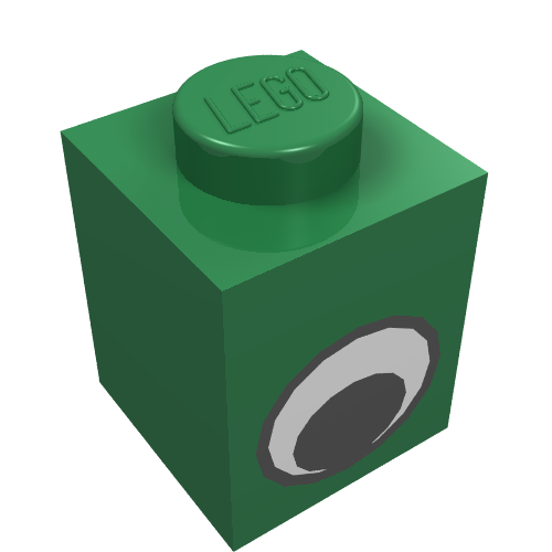 LEGO 3005pe1 Brick 1 x 1 with Black and  Eye without Pupil Pattern in Green - Authentic LEGO Part