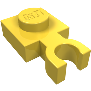 LEGO 4085b Plate, Modified 1 x 1 with U Clip Thin (Vertical Grip) in Yellow - Authentic LEGO Part