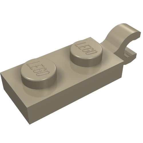 LEGO 63868 Plate, Modified 1 x 2 with Clip on End (Horizontal Grip) in Dark Tan - Authentic LEGO Part