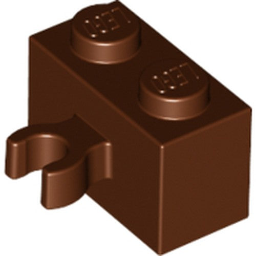 LEGO 30237b Brick, Modified 1 x 2 with Open O Clip Thick (Vertical Grip) in Reddish Brown - Authentic LEGO Part