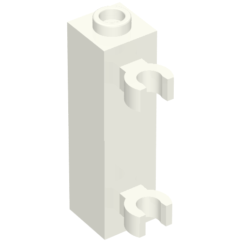 LEGO 60583b Brick, Modified 1 x 1 x 3 with 2 Clips (Vertical Grip) - Hollow Stud in White - Authentic LEGO Part
