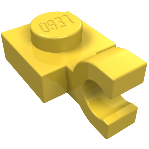 LEGO 6019 Plate, Modified 1 x 1 with U Clip (Horizontal Grip) in Yellow - Authentic LEGO Part