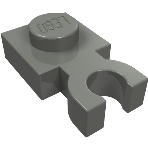 LEGO 4085c Plate, Modified 1 x 1 with U Clip Thick (Vertical Grip) in Dark Bluish Gray - Authentic LEGO Part