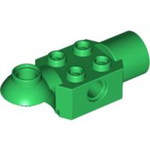 LEGO 47452 Technic, Brick Modified 2 x 2 with Pin Hole, Rotation Joint Ball Half Horizontal, and Rotation Joint Socket in Green - Authentic LEGO Part