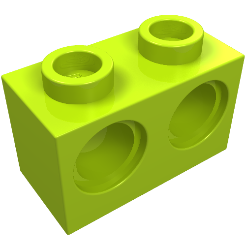 LEGO 32000 Technic, Brick 1 x 2 with Holes in Lime - Authentic LEGO Part