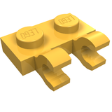 LEGO 60470b Plate, Modified 1 x 2 with 2 Open O Clips (Horizontal Grip) in Bright Light Orange - Authentic LEGO Part