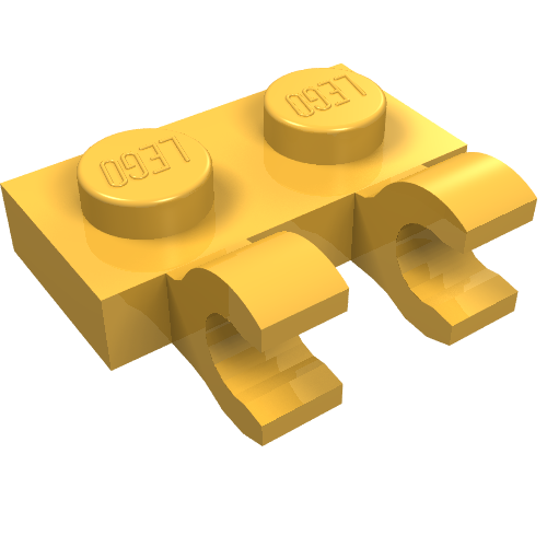LEGO 60470b Plate, Modified 1 x 2 with 2 Open O Clips (Horizontal Grip) in Bright Light Orange - Authentic LEGO Part