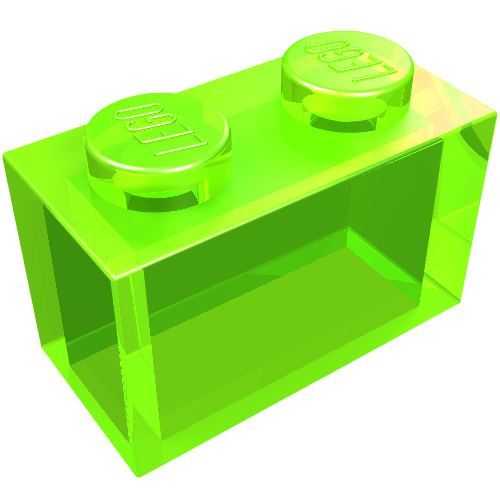 LEGO 3065 Brick 1 x 2 without Bottom Tube in Trans-Bright Green - Authentic LEGO Part
