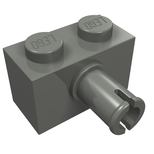 LEGO 2458 Brick, Modified 1 x 2 with Pin in Dark Bluish Gray - Authentic LEGO Part