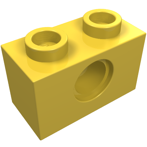 LEGO 3700 Technic, Brick 1 x 2 with Hole in Yellow - Authentic LEGO Part