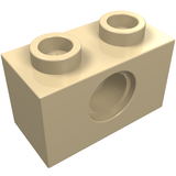 LEGO 3700 Technic, Brick 1 x 2 with Hole in Tan - Authentic LEGO Part