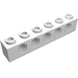 LEGO 3894 Technic, Brick 1 x 6 with Holes in White - Authentic LEGO Part