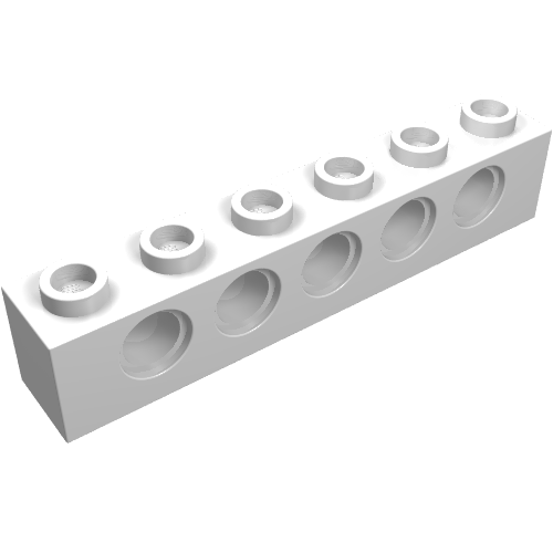 LEGO 3894 Technic, Brick 1 x 6 with Holes in White - Authentic LEGO Part
