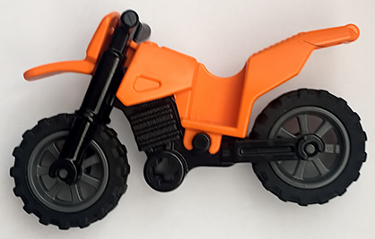 LEGO 50860c12 Motorcycle Dirt Bike with Black Chassis (Long Fairing Mounts) and Dark Bluish Gray Wheels - Main Product Image