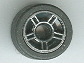 LEGO 50944pb01c01 Wheel 11mm D. x 6mm with 5 Spokes with Silver Outline Pattern with  Tire 14mm D. x 6mm Solid Smooth (50944pb01 / 50945) - Main Product Image