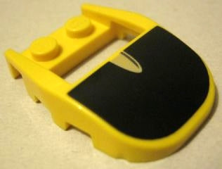 LEGO 50948pb02 Wedge 4 x 3 Cut Back with Cutout, 2 Studs with Black and Silver Pattern - Main Product Image