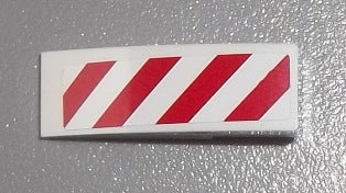 LEGO 50950pb056L Slope, Curved 3 x 1 with Red and  Danger Stripes Pattern Model Left Side (Sticker) - Set 60003 - Main Product Image