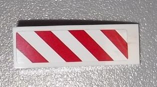 LEGO 50950pb056R Slope, Curved 3 x 1 with Red and  Danger Stripes Pattern Model Right Side (Sticker) - Set 60003 - Main Product Image