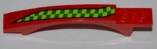 LEGO 50967pb004R Slope, Curved 8 x 1 x 1 2/3 with Arch and 2 Recessed Studs with Lime and Green Checkered Stripe Pattern Model Right Side (Sticker) - Set 7967 - Main Product Image