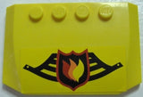 LEGO 52031pb008 Wedge 4 x 6 x 2/3 Triple Curved with Fire Logo Badge on Black Fire Helmet Pattern (Sticker) - Set 7891 - Main Product Image