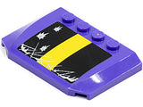 LEGO 52031pb012 Wedge 4 x 6 x 2/3 Triple Curved with Yellow Stripe on Black Background with Damage Pattern (Sticker) - Set 5982 - Main Product Image