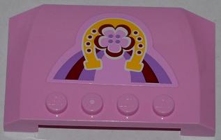 LEGO 52031pb057 Wedge 4 x 6 x 2/3 Triple Curved with Horseshoe and Flower Pattern (Sticker) - Set 3186 - Main Product Image