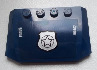 LEGO 52031pb058 Wedge 4 x 6 x 2/3 Triple Curved with Police Silver Star Badge and White '60007' Pattern (Sticker) - Set 60007 - Main Product Image
