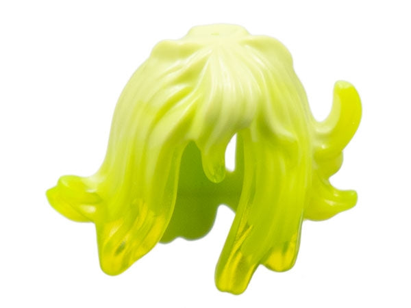 LEGO 53801pb01 Minifigure, Hair Female Mid-Length Wavy with Side Spikes, Elongated Hole in Back and Marbled Trans-Neon Green Pattern - Main Product Image