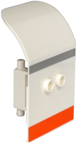 LEGO 54097pb06 Door 2 x 4 x 6 Curved Aircraft with Light Bluish Gray and Orange Stripes Pattern - Main Product Image