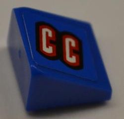 LEGO 54200pb037L Slope 30 1 x 1 x 2/3 with 'CC' on  Background Pattern Model Left (Sticker) - Set 8198 - Main Product Image