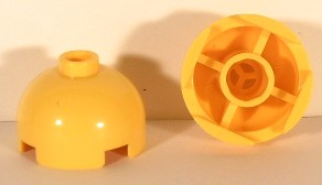 LEGO 553a Brick, Round 2 x 2 Dome Top without Bottom Axle Holder in Yellow - Authentic LEGO Part