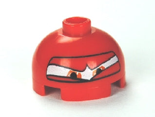 LEGO 553pb013 Brick, Round 2 x 2 Dome Top with Eyes Squinting and F1 Helmet Pattern (Francesco) - Main Product Image