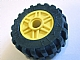 LEGO 55981c02 Wheel 18mm D. x 14mm with Pin Hole, Fake Bolts and Shallow Spokes with Black Tire 30.4 x 14 Offset Tread (55981 / 30391) in Yellow - Authentic LEGO Part