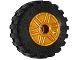 LEGO 55981c05 Wheel 18mm D. x 14mm with Pin Hole, Fake Bolts and Shallow Spokes with Black Tire 30.4 x 14 Offset Tread - Band Around Center of Tread (55981 / 92402) in Pearl Gold - Authentic LEGO Part