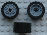 LEGO 55982c02 Wheel 18mm D. x 14mm with Axle Hole, Fake Bolts and Shallow Spokes with  Tire 24 x 14 Shallow Tread (55982 / 30648) in Light Bluish Gray - Authentic LEGO Part