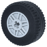 LEGO 55982c03 Wheel 18mm D. x 14mm with Axle Hole, Fake Bolts and Shallow Spokes with  Tire 30.4 x 14 Solid (55982 / 58090) in Light Bluish Gray - Authentic LEGO Part