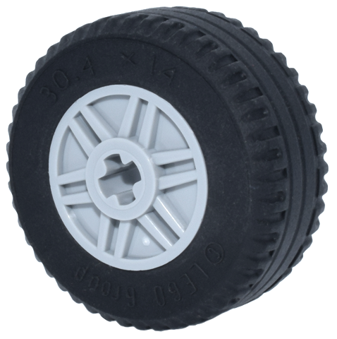 LEGO 55982c03 Wheel 18mm D. x 14mm with Axle Hole, Fake Bolts and Shallow Spokes with  Tire 30.4 x 14 Solid (55982 / 58090) in Light Bluish Gray - Authentic LEGO Part