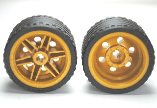 LEGO 56145c03 Wheel 30.4mm D. x 20mm with No Pin Holes and Reinforced Rim with Black Tire 37 x 22 ZR (56145 / 55978) in Pearl Gold - Authentic LEGO Part