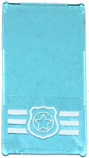 LEGO 57895pb028 Glass for Window 1 x 4 x 6 with Police Badge on 3 White Stripes Pattern (Sticker) - Set 60069 - Main Product Image
