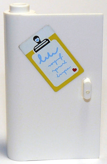 LEGO 58381pb06 Door 1 x 3 x 4 Left - Open Between Top and Bottom Hinge with Clipboard Pattern (Sticker) - Set 3315 - Main Product Image