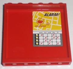 LEGO 59349pb019 Panel 1 x 6 x 5 with 'ALARM!' and Schedule Pattern (Sticker) - Set 7208 - Main Product Image